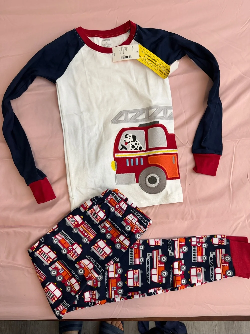NWT Gymboree Kids Fire Truck Pajama Set - Navy & White
